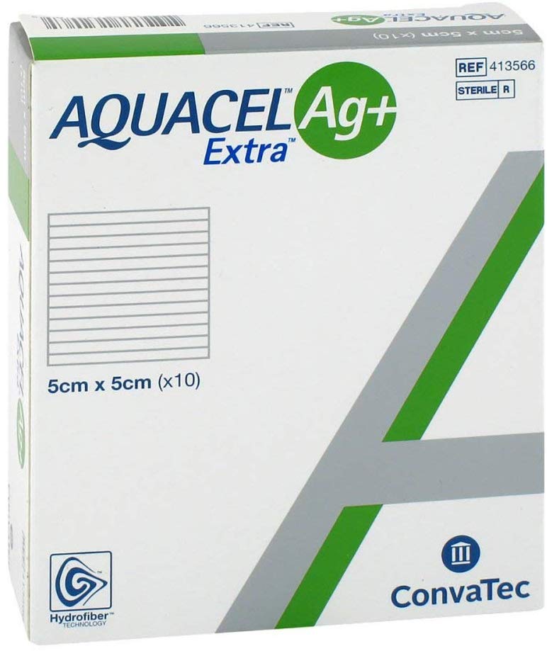 Medicazione in Hydrofiber e Tecnologia Ag+ con ioni argento (5pz) - Aquacel Ag+ Extra